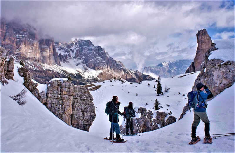 Snow-shoeing in the mountains