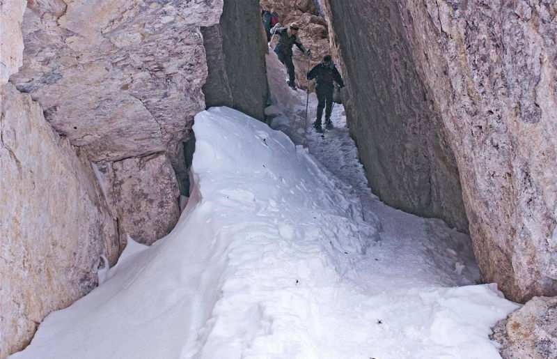 Through a rock crevice