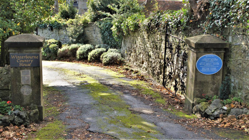 Winterbourne house entrance and plaque